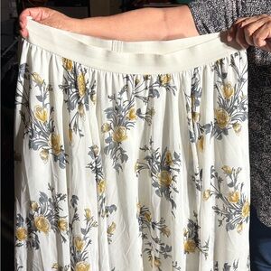 Torrid A-Line Skirt with Yellow and Gray Floral Design